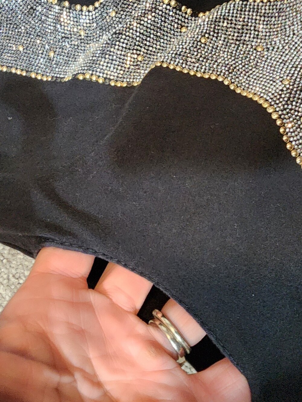 Black Embellished Logo Tee with Silver Rhinestones - Picture 4 of 4
